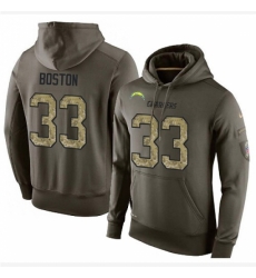NFL Nike Los Angeles Chargers 33 Tre Boston Green Salute To Service Mens Pullover Hoodie