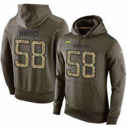 NFL Nike Los Angeles Chargers 58 Nigel Harris Green Salute To Service Mens Pullover Hoodie