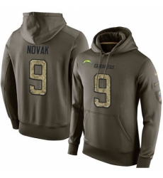 NFL Nike Los Angeles Chargers 9 Nick Novak Green Salute To Service Mens Pullover Hoodie
