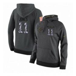 NFL Womens Nike Atlanta Falcons 11 Julio Jones Stitched Black Anthracite Salute to Service Player Performance Hoodie