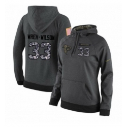 NFL Womens Nike Atlanta Falcons 33 Blidi Wreh Wilson Stitched Black Anthracite Salute to Service Player Performance Hoodie