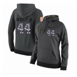 NFL Womens Nike Atlanta Falcons 44 Vic Beasley Stitched Black Anthracite Salute to Service Player Performance Hoodie