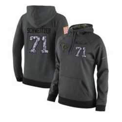NFL Womens Nike Atlanta Falcons 71 Wes Schweitzer Stitched Black Anthracite Salute to Service Player Performance Hoodie