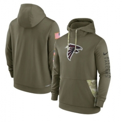 Men Atlanta Falcons 2022 Olive Salute To Service Therma Performance Pullover Hoodie