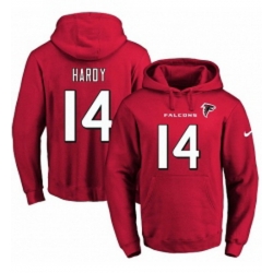 NFL Mens Nike Atlanta Falcons 14 Justin Hardy Red Name Number Pullover Hoodie