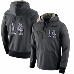 NFL Mens Nike Atlanta Falcons 14 Justin Hardy Stitched Black Anthracite Salute to Service Player Performance Hoodie