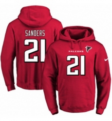 NFL Mens Nike Atlanta Falcons 21 Deion Sanders Red Name Number Pullover Hoodie