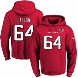 NFL Mens Nike Atlanta Falcons 64 Sean Harlow Red Name Number Pullover Hoodie