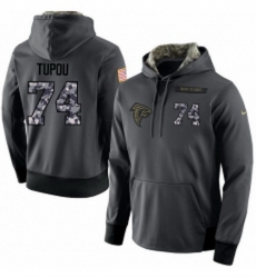 NFL Mens Nike Atlanta Falcons 74 Tani Tupou Stitched Black Anthracite Salute to Service Player Performance Hoodie