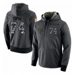 NFL Mens Nike Atlanta Falcons 74 Tani Tupou Stitched Black Anthracite Salute to Service Player Performance Hoodie