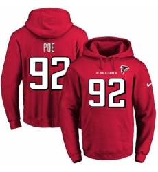 NFL Mens Nike Atlanta Falcons 92 Dontari Poe Red Name Number Pullover Hoodie