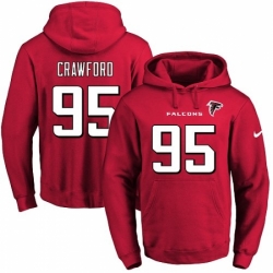NFL Mens Nike Atlanta Falcons 95 Jack Crawford Red Name Number Pullover Hoodie