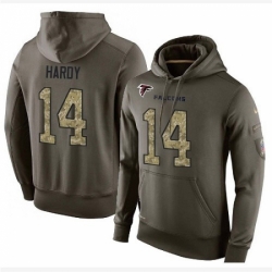 NFL Nike Atlanta Falcons 14 Justin Hardy Green Salute To Service Mens Pullover Hoodie