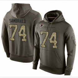 NFL Nike Atlanta Falcons 74 Ty Sambrailo Green Salute To Service Mens Pullover Hoodie