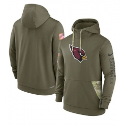 Men Arizona Cardinals 2022 Olive Salute To Service Therma Performance Pullover Hoodie