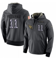 NFL Men Nike Arizona Cardinals 11 Larry Fitzgerald Stitched Black Anthracite Salute to Service Player Performance Hoodie
