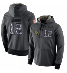 NFL Men Nike Arizona Cardinals 12 John Brown Stitched Black Anthracite Salute to Service Player Performance Hoodie