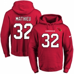 NFL Men Nike Arizona Cardinals 32 Tyrann Mathieu Red Name Number Pullover Hoodie