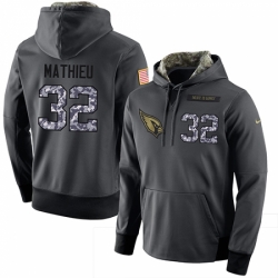NFL Men Nike Arizona Cardinals 32 Tyrann Mathieu Stitched Black Anthracite Salute to Service Player Performance Hoodie