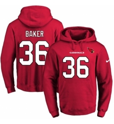 NFL Men Nike Arizona Cardinals 36 Budda Baker Red Name Number Pullover Hoodie