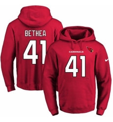 NFL Men Nike Arizona Cardinals 41 Antoine Bethea Red Name Number Pullover Hoodie