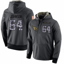 NFL Men Nike Arizona Cardinals 64 Dorian Johnson Stitched Black Anthracite Salute to Service Player Performance Hoodie