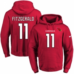 NFL Mens Nike Arizona Cardinals 11 Larry Fitzgerald Red Name Number Pullover Hoodie