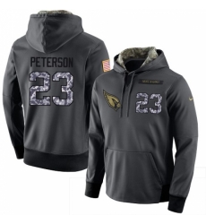 NFL Mens Nike Arizona Cardinals 23 Adrian Peterson Stitched Black Anthracite Salute to Service Player Performance Hoodie