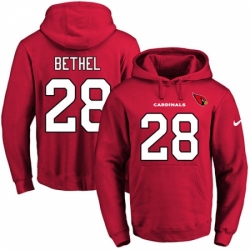 NFL Mens Nike Arizona Cardinals 28 Justin Bethel Red Name Number Pullover Hoodie