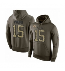 Football Mens Chicago Bears 15 Eddy Pineiro Green Salute To Service Mens Pullover Hoodie