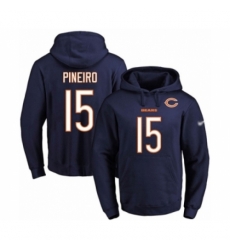 Football Mens Chicago Bears 15 Eddy Pineiro Navy Blue Name Number Pullover Hoodie