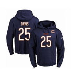 Football Mens Chicago Bears 25 Mike Davis Navy Blue Name Number Pullover Hoodie