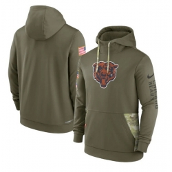 Men Chicago Bears 2022 Olive Salute To Service Therma Performance Pullover Hoodie