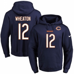 NFL Mens Nike Chicago Bears 12 Markus Wheaton Navy Blue Name Number Pullover Hoodie