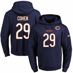 NFL Mens Nike Chicago Bears 29 Tarik Cohen Navy Blue Name Number Pullover Hoodie