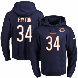 NFL Mens Nike Chicago Bears 34 Walter Payton Navy Blue Name Number Pullover Hoodie