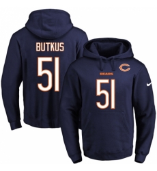 NFL Mens Nike Chicago Bears 51 Dick Butkus Navy Blue Name Number Pullover Hoodie
