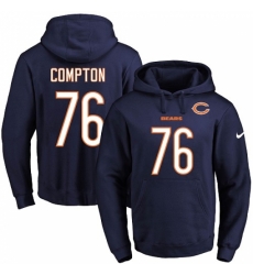 NFL Mens Nike Chicago Bears 76 Tom Compton Navy Blue Name Number Pullover Hoodie