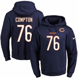 NFL Mens Nike Chicago Bears 76 Tom Compton Navy Blue Name Number Pullover Hoodie