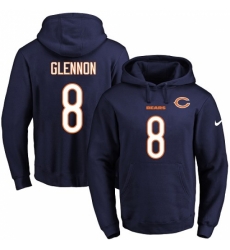 NFL Mens Nike Chicago Bears 8 Mike Glennon Navy Blue Name Number Pullover Hoodie