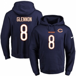 NFL Mens Nike Chicago Bears 8 Mike Glennon Navy Blue Name Number Pullover Hoodie