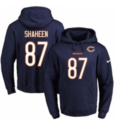 NFL Mens Nike Chicago Bears 87 Adam Shaheen Navy Blue Name Number Pullover Hoodie