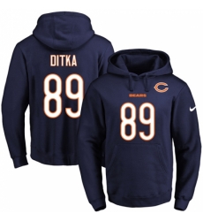 NFL Mens Nike Chicago Bears 89 Mike Ditka Navy Blue Name Number Pullover Hoodie