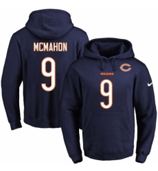NFL Mens Nike Chicago Bears 9 Jim McMahon Navy Blue Name Number Pullover Hoodie