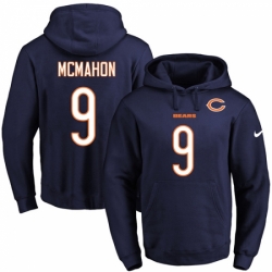 NFL Mens Nike Chicago Bears 9 Jim McMahon Navy Blue Name Number Pullover Hoodie