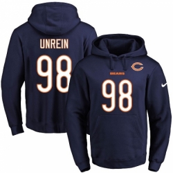 NFL Mens Nike Chicago Bears 98 Mitch Unrein Navy Blue Name Number Pullover Hoodie