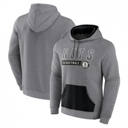 Men Brooklyn Nets Heathered Gray Off The Bench Color Block Pullover Hoodie