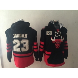 Men Chicago Bulls #23 Michael Jordan Black Name & Number Pullover NBA Hoodie