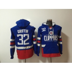 Men's Los Angeles Clippers #32 Blake Griffin Blue Lace-Up Pullover Hoodie