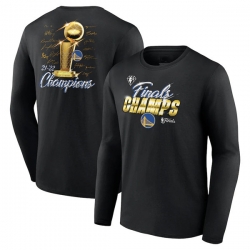 Men's Golden State Warriors 2022 Black NBA Finals Champions Forward Roster Signature Long Sleeve T-Shirt
